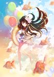  bad_id bad_pixiv_id balloon barefoot black_hair bubble cloud fish flower goldfish hair_flower hair_ornament innertube jacket legs long_hair original purple_eyes ribbon sandeul skirt sky smile solo vest 