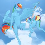 2015 anthro anthrofied anus arareroll butt cloud cloudscape cutie_mark equine female flat_chested flying friendship_is_magic hair hi_res hooves horn looking_at_viewer mammal multicolored_hair my_little_pony nude outside pegasus presenting pussy rainbow_dash_(mlp) rainbow_hair sky smile teats wings 