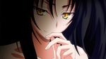  1girl animated animated_gif black_hair breasts high_school_dxd kuroka licking smile solo yellow_eyes 