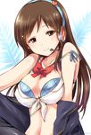  bad_id bad_pixiv_id breasts brown_eyes brown_hair hairband headphones highres idolmaster idolmaster_cinderella_girls large_breasts long_hair nitta_minami paopao smile solo 