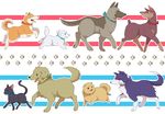  animal_focus animalization aqua_eyes bad_id bad_pixiv_id blue_eyes cat doberman dog free! german_shepherd glasses green_eyes hazuki_nagisa matsuoka_rin mikoshiba_momotarou nanase_haruka_(free!) nitori_aiichirou no_humans odd_one_out paw_print pink_eyes pomeranian_(dog) red_eyes ronisuke ryuugazaki_rei shiba_inu tachibana_makoto walking yamazaki_sousuke 