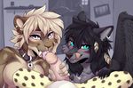  2015 acino anthro canine cheetah collar f-r95 falla fangs feline female group group_sex hioshi hioshiru licking licking_lips male mammal oral sabertooth sex threesome tongue tongue_out wolf 