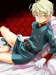  aldnoah.zero blonde_hair gloves green_eyes imoda male_focus military military_uniform no_pants slaine_troyard solo uniform 