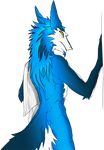  2015 blue_fur fur gamblefur male marshal_blue nude sergal shower towel yellow_eyes 