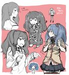  1girl blue_eyes blue_hair candy chibi food_in_mouth heterochromia lollipop long_hair long_sleeves miniskirt necktie open_mouth panda panda_print red_eyes sayu_(migiu) skirt smile solo thighhighs tokyo_ghoul tokyo_ghoul:re twintails yonebayashi_saiko zettai_ryouiki 