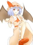  :d bad_id bad_pixiv_id bat_wings dress fang frilled_dress frills hat highres lavender_hair mob_cap open_mouth puffy_short_sleeves puffy_sleeves red_eyes remilia_scarlet short_hair short_sleeves smile solo subaru_izumi touhou wings wrist_cuffs 