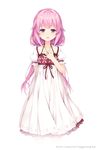  artist_name blue_eyes dress frilled_dress frills hand_on_own_chest jewelry koto-channel kotoha_(koto_channel) long_hair looking_at_viewer necklace open_mouth pink_hair senji_(tegone_spike) solo white_background 