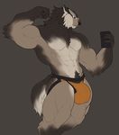  abs biceps bulge cellphone chest_tuft clothing feline flexing fur hybrid lynx male mammal muscles neck_tuft nipples pecs phone pirun pirun_(artist) pose pubes selfie solo thong tuft 