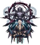  alpha_transparency belzebuth chaos_online closed_eyes highres indian_style jewelry long_hair looking_at_viewer lotus_position love_cacao male_focus meditation mudra multiple_arms muscle necklace official_art seigaiha shirtless sitting solo transparent_background vitarka_mudra white_hair 