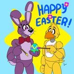  animatronic avian bird bleuxwolf bonnie_(fnaf) bow_tie chica_(fnaf) chicken easter egg female five_nights_at_freddy&#039;s holidays lagomorph machine male mammal mechanical rabbit robot 