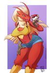  2015 anthro big_breasts blaziken breasts cleavage clothed clothing cosplay female misty nintendo pok&eacute;ball pok&eacute;mon solo video_games zwitterkitsune 