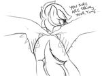  2015 black_and_white butt cutie_mark dialogue disembodied_hand english_text equine female feral friendship_is_magic hair hi_res mammal monochrome mostazathy my_little_pony pegasus rainbow_dash_(mlp) rear_view text wings young 
