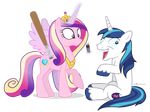  2015 alpha_channel baseball_bat blue_eyes blue_hair cutie_mark derp_eyes dm29 duo equine female friendship_is_magic glowing hair horn husband_and_wife levitation mace magic male mammal my_little_pony plain_background princess_cadance_(mlp) purple_eyes shining_armor_(mlp) sitting smile sparkles transparent_background weapon winged_unicorn wings 