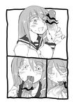  alternate_costume blush breasts censored comic fellatio greyscale hetero kochiya_sanae large_breasts long_hair monochrome novelty_censor oral penis penis_awe school_uniform seki_(red_shine) serafuku silent_comic snake solo_focus touhou 