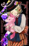  axis_powers_hetalia blackpanda blonde_hair green_eyes highres male_focus one_eye_closed poland poland_(hetalia) polish polish_clothes solo stuffed_animal stuffed_pony stuffed_toy traditional_clothes translated 