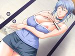  1girl areolae blue_hair breasts choker game_cg huge_breasts indoors sanjo_miku sex shimaizuma_3 solo 