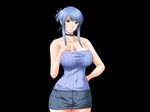  1girl black_background blue_hair breasts choker game_cg huge_breasts sanjo_miku sex shimai_tsuma_3 shimaizuma_3 solo 