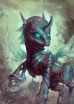  2015 assasinmonkey blue_eyes changeling fangs friendship_is_magic horn my_little_pony portrait realistic wings 