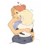  &lt;3 blonde_hair blush butt clothing female hair human lars male male/female mammal nervous not_furry orange_hair partially_clothed plain_background sadie steven_universe 