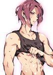  abs free! gebyy-terar male_focus matsuoka_rin muscle pectorals red_eyes red_hair solo tank_top toned toned_male wet wet_clothes wringing_clothes 