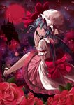  bad_id bad_pixiv_id bat_wings blue_hair flower hat jewelry kapuchii mary_janes moon red_eyes red_moon remilia_scarlet ring rose shoes short_hair solo touhou wings 