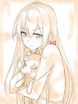  blush holding isshiki_(ffmania7) long_hair monochrome panda ribbon solo spot_color stuffed_animal stuffed_toy teddy_bear yahari_ore_no_seishun_lovecome_wa_machigatteiru. yukinoshita_yukino 