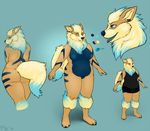  2013 anthro arcanine blue_fur breasts canine clothed clothing female fur looking_at_viewer mammal nintendo nude pig_(artist) pok&eacute;mon pussy smile video_games 