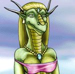  2003 ambiguous_gender animated anthro armor barefoot blonde_hair bra breasts claws clothed clothing death dragon ear_piercing feet female foot_focus green_eyes green_scales hair horn human jewelry low_res mammal markie necklace outside piercing running scalie size_difference skimpy slit_pupils smile stomping sword toe_claws underwear weapon yellow_scales 