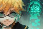  bad_id bad_pixiv_id blonde_hair glasses green_eyes headset kagamine_len male_focus solo stecky vocaloid 