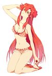  alternate_hairstyle bra breasts cleavage heart highres jewelry large_breasts lingerie long_hair panties red_hair ring sako solo tengen_toppa_gurren_lagann underwear underwear_only very_long_hair yellow_eyes yoko_littner 