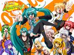  6+girls ahoge akita_neru animal_hat bow cat_hat crossover dr._cryptoso fang genderswap genderswap_(ftm) green_hair gumi hachune_miku hat hatsune_miku hatsune_mikuo highres kagamine_len kagamine_rin kamui_gakupo kasane_teto legs long_hair megurine_luka megurine_luka_(toeto) multiple_boys multiple_girls thighhighs toeto_(vocaloid) utau v very_long_hair vocaloid voyakiloid yowane_haku 