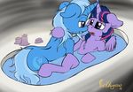  2015 bath equine eye_contact female female/female feral friendship_is_magic horn mammal my_little_pony punk-pegasus saliva saliva_string trixie_(mlp) twilight_sparkle_(mlp) unicorn water wet winged_unicorn wings 