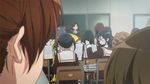  animated animated_gif black_hair brown_hair chair flower glasses hibike!_euphonium instrument katou_hazuki long_hair looking_back magic magic_trick multiple_girls oumae_kumiko pantyhose ponytail school school_uniform serafuku tanaka_asuka twintails 