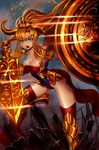  blue_eyes breasts orange_hair pixiv_fantasia_t shield sword zinz 