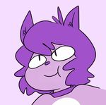  animated cat chewing collar feline female fur hair kaittycat mammal purple_fur purple_hair solo 