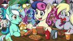  2015 blonde_hair blue_eyes blue_hair bonbon_(mlp) burger colgate_(mlp) cup cutie_mark derp_eyes derpy_hooves_(mlp) equine female food friendship_is_magic glowing green_hair group hair hay headphones horn horse ketchup latecustomer levitation lyra_heartstrings_(mlp) magic mammal messy_eater my_little_pony pegasus pink_hair pinkie_pie_(mlp) pony two_tone_hair unicorn vinyl_scratch_(mlp) white_hair wings yellow_eyes 