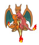  age_difference blue_eyes charizard charmander charmeleon dragon fire french_kissing frottage group kissing lizard nintendo penis plain_background pok&eacute;mon precum reptile saliva scalie sex sfbwd size_difference tongue video_games 