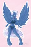  2015 ambris anthro anthrofied blue_eyes blue_fur clothing equine female friendship_is_magic fur hair hi_res mammal my_little_pony night_glider_(mlp) open_mouth panties pegasus solo two_tone_hair underwear wings 