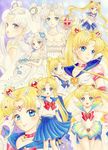  :d bishoujo_senshi_sailor_moon blonde_hair blue_eyes blue_sailor_collar blue_skirt bow brooch choker circlet crescent double_bun eternal_sailor_moon eternal_tiare facial_mark flower forehead_mark hair_flower hair_ornament hairclip heart heart_choker jewelry juuban_middle_school_uniform jyan_borii light_smile long_hair marker_(medium) mask multicolored multicolored_clothes multicolored_skirt multiple_girls multiple_persona necklace neo_queen_serenity older open_mouth pearl_necklace pleated_skirt pretty_guardian_sailor_moon princess_sailor_moon princess_serenity red_bow red_choker sailor_collar sailor_cosmos sailor_moon sailor_senshi_uniform school_uniform serafuku skirt smile super_sailor_moon tiara traditional_media tsukino_usagi twintails very_long_hair white_hair white_sailor_collar yellow_choker 