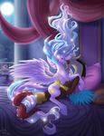  2015 crossed_legs discord_(mlp) draconequus duo equine falleninthedark female feral friendship_is_magic horn looking_at_viewer male mammal my_little_pony princess_celestia_(mlp) tongue tongue_out winged_unicorn wings 