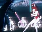  80s animal_ears animated animated_gif battle bunnie_ears bunnie_girl bunny bunny_ears bunny_girl daicon daicon_bunny_girl daicon_iv darth_vader energy_sword gainax lightsaber lowres star_wars stormtrooper sword 