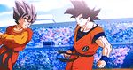  2boys animated animated_gif black_hair dragon_ball dragonball_z fighting multiple_boys son_gokuu tail 