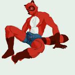  8chan bulge carpemortem_(artist) clothing looking_at_viewer male mammal nate_(8chan) raccoon sitting sketch smile solo source_request underwear unfinished 