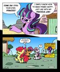  2015 apple_bloom_(mlp) blue_hair dialogue english_text equine female friendship_is_magic green_eyes hair horn horse house labba94 mammal multicolored_hair my_little_pony outside pegasus pony ponyville purple_eyes red_hair scootaloo_(mlp) starlight_glimmer_(mlp) sweetie_belle_(mlp) text unicorn wings 