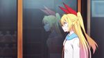 animated animated_gif blonde_hair blue_eyes hair_ribbon kirisaki_chitoge long_hair nisekoi ribbon school_uniform solo 
