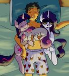  &lt;3 bed clothing cutie_mark drooling equine eyes_closed female feral friendship_is_magic goattrain hair horn human lying male mammal my_little_pony pillow purple_hair rarity_(mlp) saliva sleeping smile sweetie_belle_(mlp) twilight_sparkle_(mlp) two_tone_hair underwear unicorn young 
