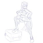  2015 anthro anthrofied areola big_breasts breasts cleavage clothed clothing dress equine eyewear fishnet friendship_is_magic glasses hair high_heels horse jrvanesbroek legwear mammal monochrome my_little_pony photo_finish_(mlp) plain_background pony pose pussy sketch solo stockings suitcase sunglasses white_background 