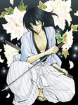  black_hair flower ishikawa_goemon_xiii japanese_clothes k-haruka lupin_iii sword weapon 