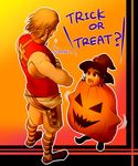  basch_fon_ronsenburg black_hair brown_hair crossed_arms final_fantasy final_fantasy_xii halloween halloween_costume height_difference jack-o'-lantern larsa_ferrinas_solidor masapeko multiple_boys sideburns trick_or_treat 