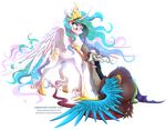  2015 alpha_channel blush discord_(mlp) draconequus duo equine female friendship_is_magic holidays horn hug male mammal my_little_pony princess_celestia_(mlp) stepandy winged_unicorn wings 